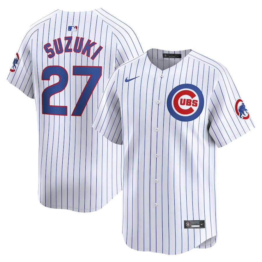 Men Chicago Cubs #27 Seiya Suzuki Nike White Home Limited Player MLB Jersey->->MLB Jersey